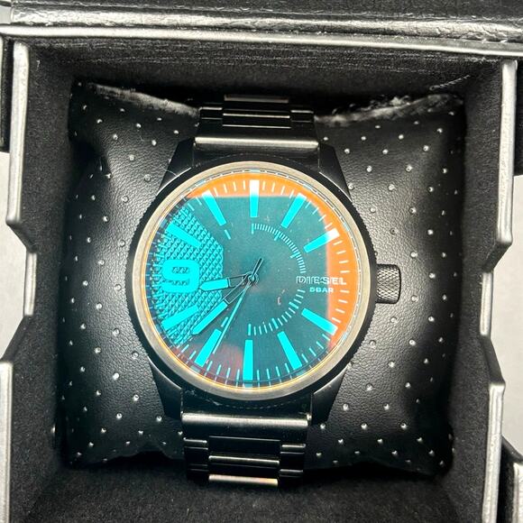 Diesel DZ-1844 Rasp Mens Ion Plated Stainless Steel Blue Dial Quartz Watch NIB - Picture 6 of 17